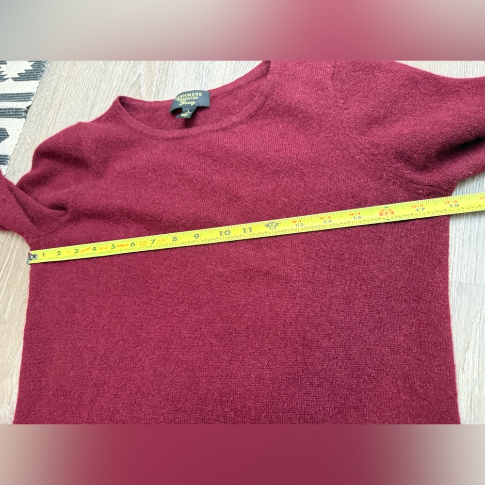 Charter Club Luxury 100% Cashmere Sweater Ruffle Bell Sleeves Burgundy Small - Picture 4 of 8